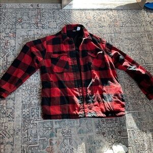 Highland Originals Buffalo Plaid Button Front Fleece Lined Shacket Shirt 2xl